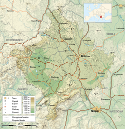 Kosovo physical map