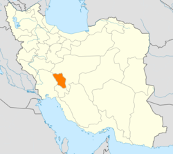 Map of Iran with Chahar Mahaal and Bakhtiari highlighted