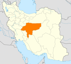 Map of Iran with Isfahan highlighted
