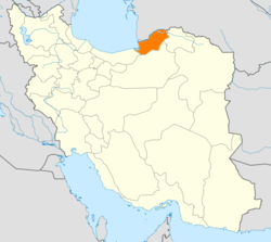 Map of Iran with Golestān highlighted