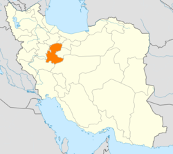 Map of Iran with Markazi highlighted