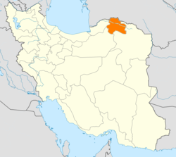 Map of Iran with North Khorasan highlighted