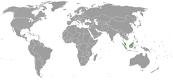 Map indicating locations of Malaysia and Singapore