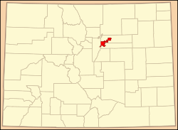 Map of Colorado highlighting Denver County (colored).svg