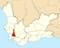 The Drakenstein Local Municipality is located in the Cape Winelands district around the town of Paarl, to the east of Cape Town.