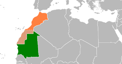 Map indicating locations of Mauritania and Morocco