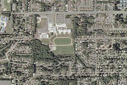 Aerial photograph of Meadowdale High School