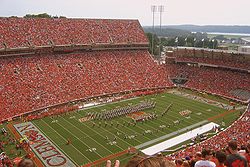 A view of the West End Zone and Lake Hartwell from the upper deck of the North stands. Sept. 2006.