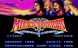 Miracle Warriors title screen