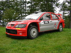 A Mitsubishi Lancer WRC04.