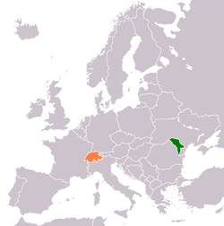 Map indicating locations of Moldova and Switzerland