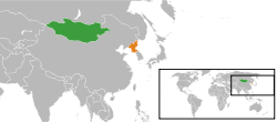 Map indicating locations of Mongolia and North Korea