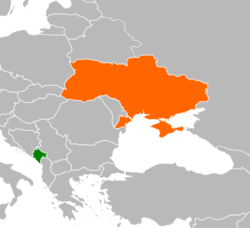 Map indicating locations of Montenegro and Ukraine