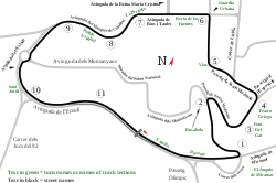 Route of the Montjuïc Circuit as laid out for the Spanish Grand Prix