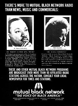 Photographs of a thoughtful man and woman, accompanied by extensive copy, including the slogan "The Voice of Black America".
