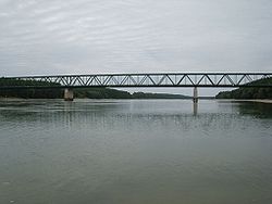 Bridge over the Danube between Vámosszabadi (Hungary) and Medveďov (Slovakia)