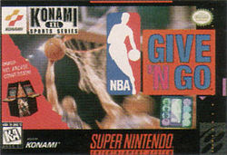 Box art for NBA Give 'N Go featuring a blurry photo of basketball action.