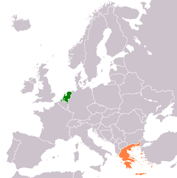 Map indicating locations of Netherlands and Greece