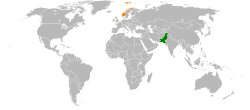 Map indicating locations of Pakistan and Norway