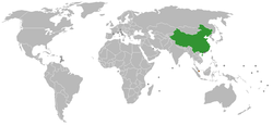 Map indicating locations of People's Republic of China and Singapore