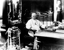 Pope Pius XI on his working desk