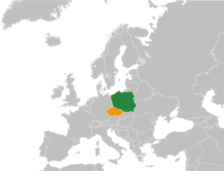 Map indicating locations of Poland and Czech Republic