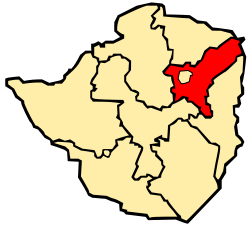 Map of Zimbabwe with the province highlighted