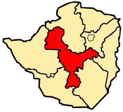 Map of Zimbabwe with the province highlighted