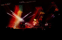 Queen during a live concert in Norway in 1982