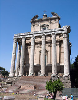 The church of San Lorenzo in Miranda, built in the 17th century within the remains of the temple, still keeps the columned portico of the temple of Antoninus and Faustina.