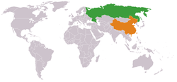 Map indicating locations of Russia and China