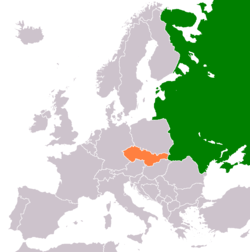 Map indicating locations of Soviet Union and Czechoslovakia
