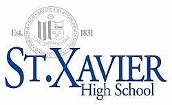 The school logo featuring the school name in large blue text, superimposed upon a gray school seal with the inscription Est. 1831