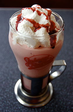 A strawberry milkshake from the Johnny Rockets restaurant