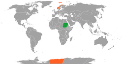 Map indicating locations of Sudan and Norway