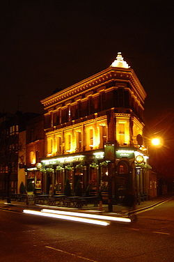 The Pineapple Public House in Lambeth North at night