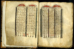 Eusebian Canon tables on the first leaf of the original codex