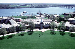 Aerial view of Washington Parade field and campus