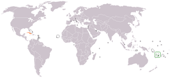 Map indicating locations of Vanuatu and Cuba