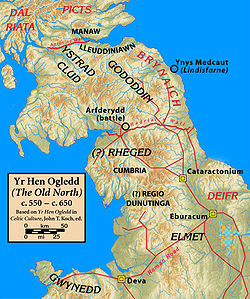 Map of northern Britain in around 600 AD