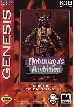 Cover art for the Sega Genesis version of Nobunaga's Ambition