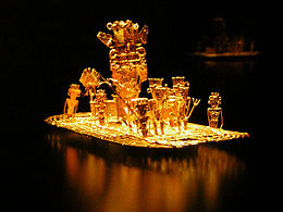 Muisca raft Legend of El Dorado Offerings of gold.jpg