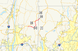 NY 343 and CT 343 follow a generally southwest–northeast alignment through Dutchess County, New York, and Litchfield County, Connecticut. The combined route, located northeast of Poughkeepsie and northwest of Waterbury, intersects US 44 just west of the New York-Connecticut border in Amenia, New York.