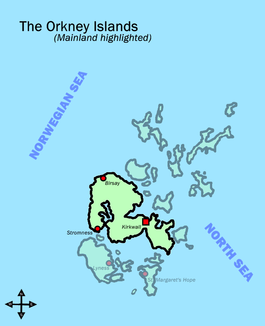 Orkney Islands map mainland highligted.png