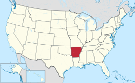 Map of the United States with Arkansas highlighted