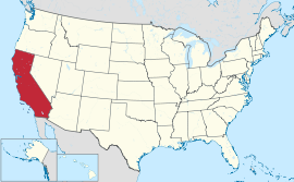 Map of the United States with California highlighted
