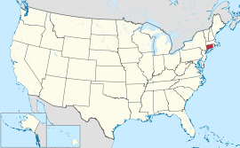 Map of the United States with Connecticut highlighted