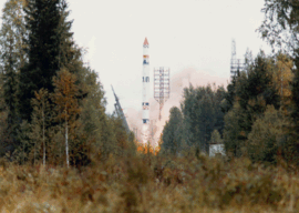 A Tsyklon-3 launching a Meteor-3 satellite