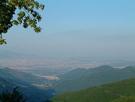 Florina city- in the background is the electricity power plant of Meliti.