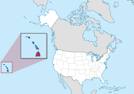 Map of the United States with Hawaii highlighted